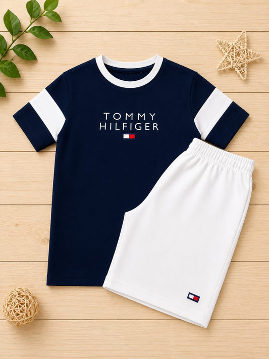 Color Block Center logo Short Set - Navy
