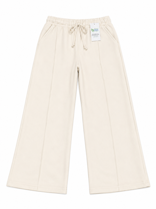 J&J Relaxed Fit Wide Leg Trouser - Beige