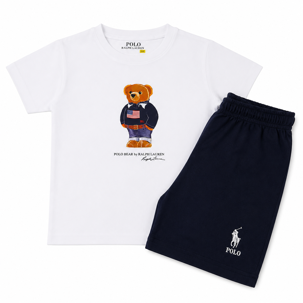 Kids short set blue - white