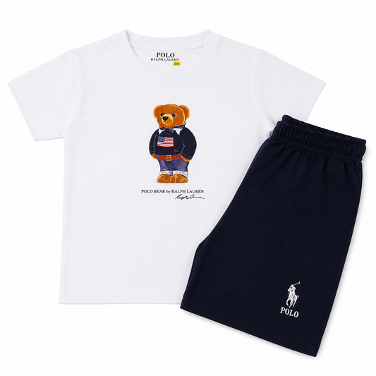 Kids short set blue - white