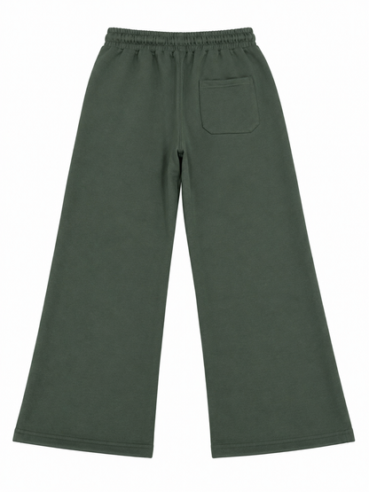 J&J Relaxed Fit Wide Leg Trouser - Olive Style