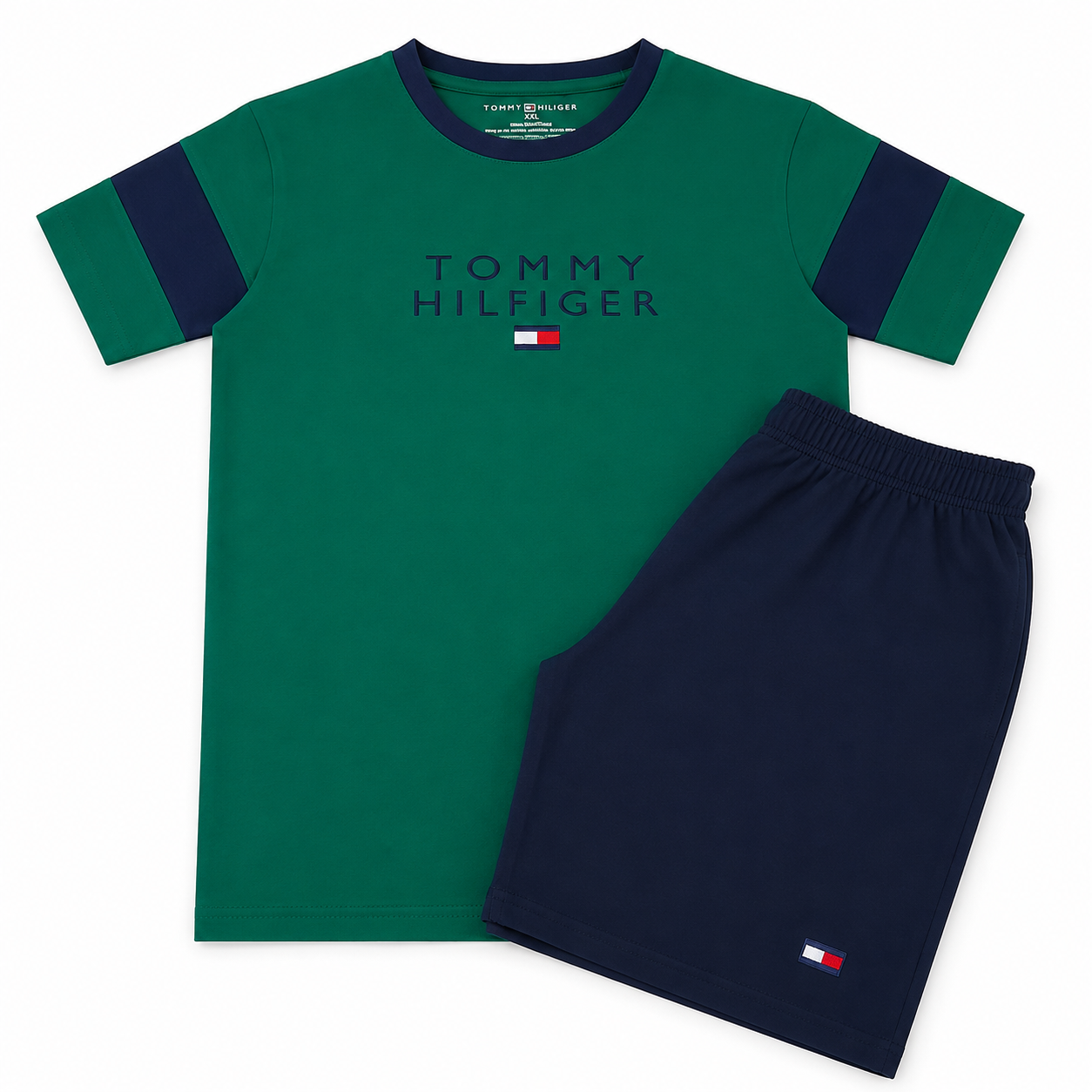 Kids Short Set TH Green/Navy | Soft & Stylish Outfit.
