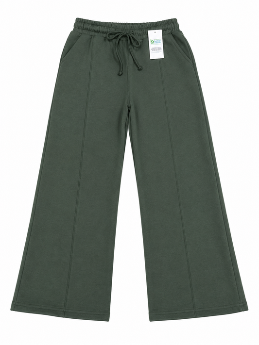 J&J Relaxed Fit Wide Leg Trouser - Olive Style